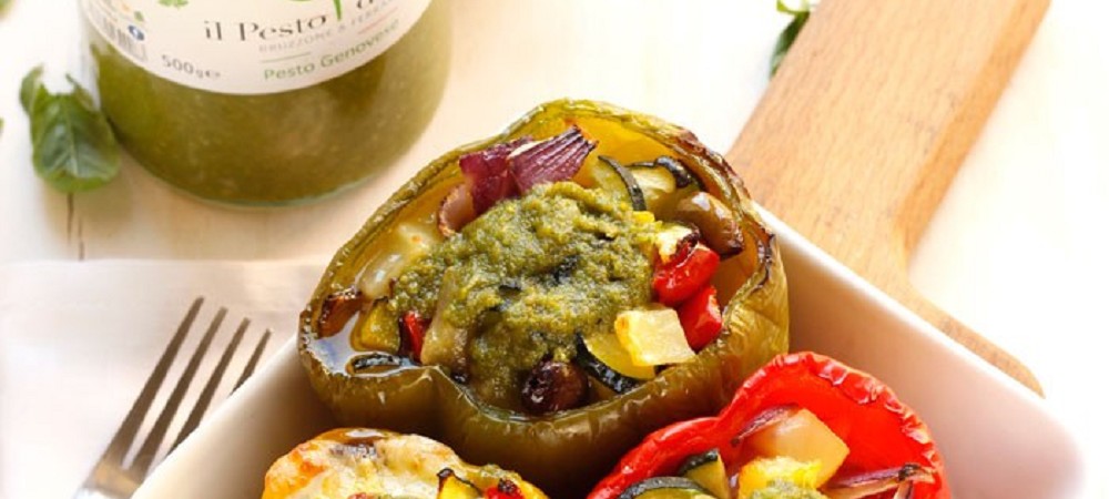 Ratatouille-stuffed peppers and Pesto di Pra’
