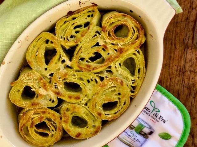 Girelle di lasagne al Pesto e crescenza