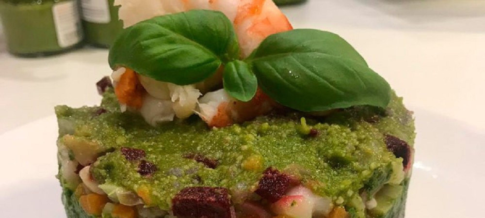 Pesto Cappon magro  (Genoa’s salad of seafood and vegetables)