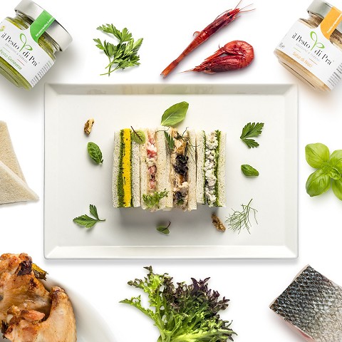 Tramezzino sandwich with Genoese Pesto and Walnut Sauce
